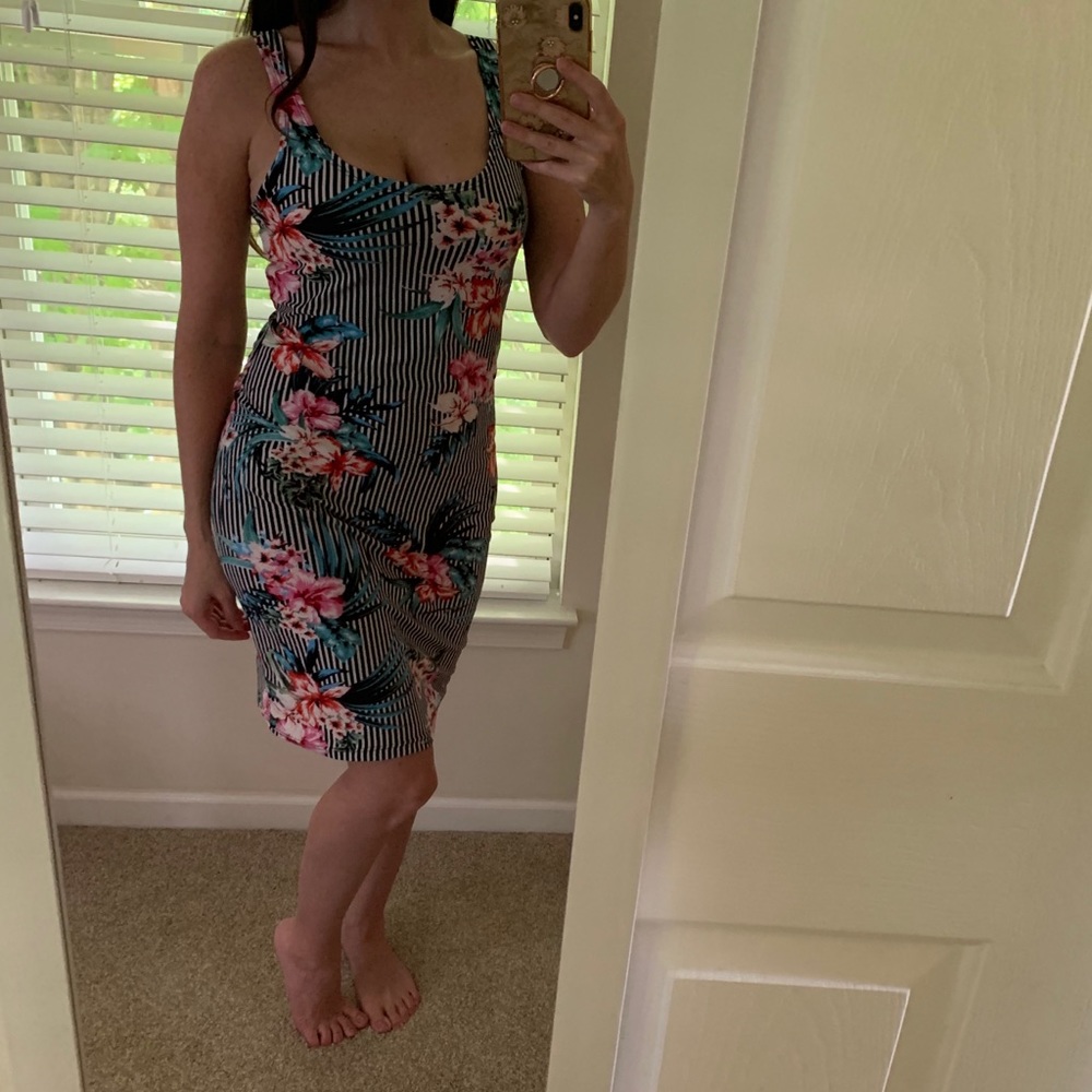 NWT Striped Bodycon Midi Dress